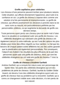 Greffe capillaires pour celebrites pdf