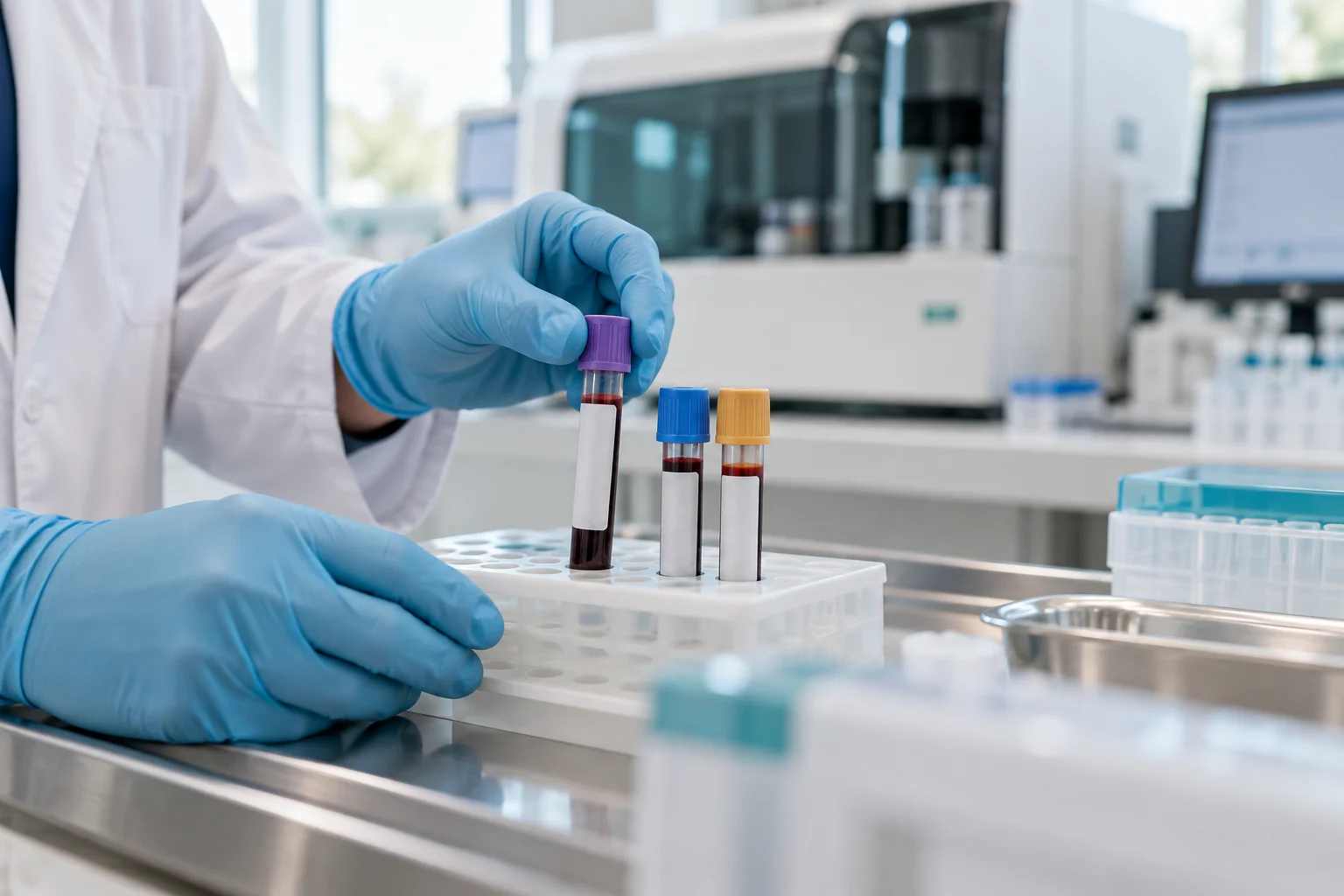 Blood sample tubes prepared for preoperative hair transplant screening